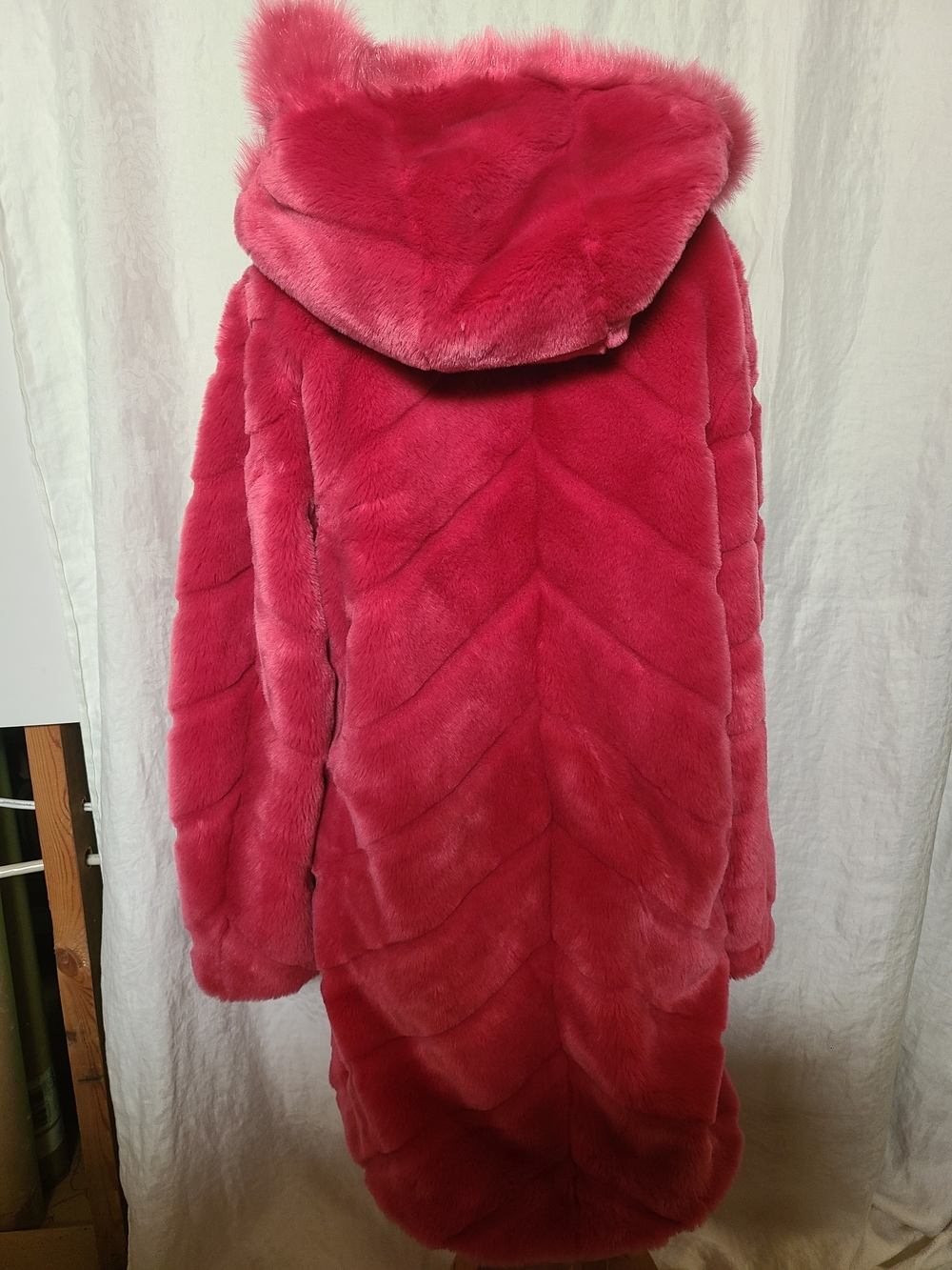 Jessica Hot Pink Hooded Teddy Coat Vintage - Picture 6 of 8